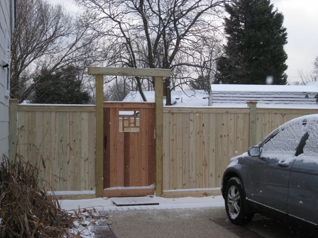 This is a custom made flatboard fence gate